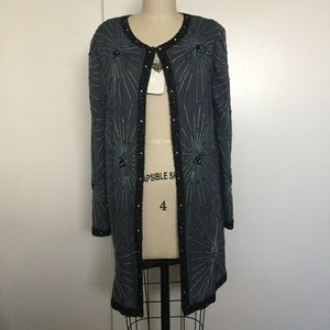 NWT Vintage Brenda's Silk Beaded Cover-Up/Cardigan